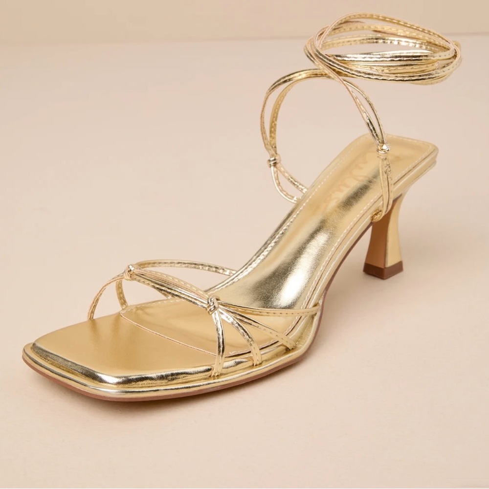 Elegant Gold Strappy Heels
